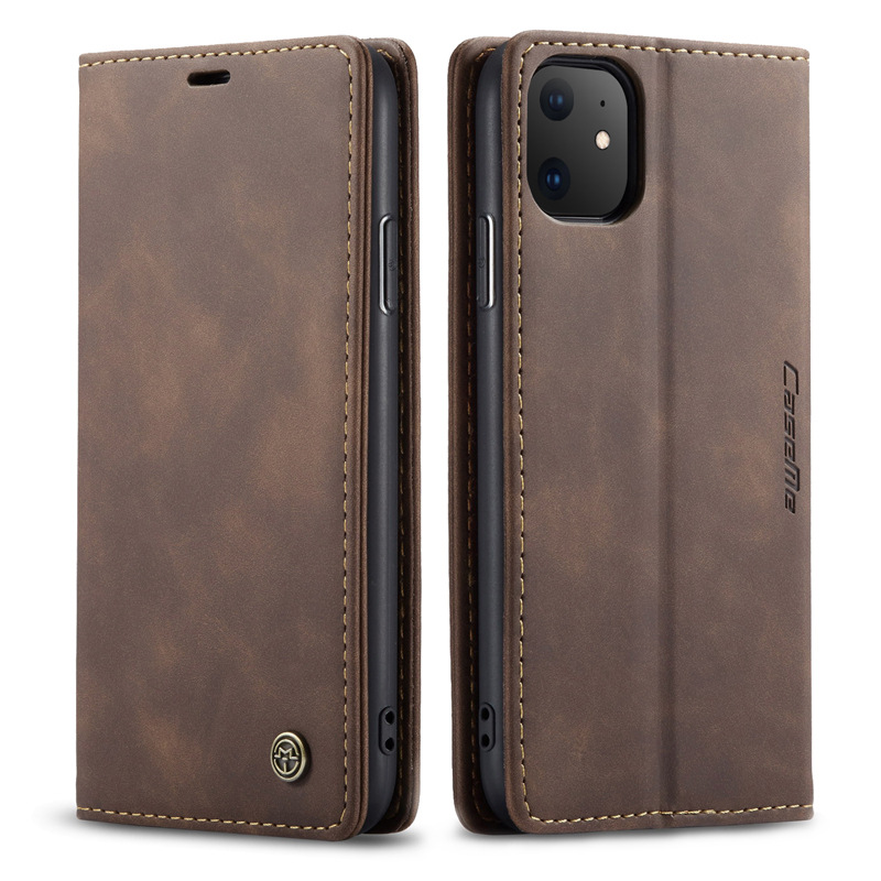 IssAcc leather case book for Apple iPhone 8 Plus dark brown,