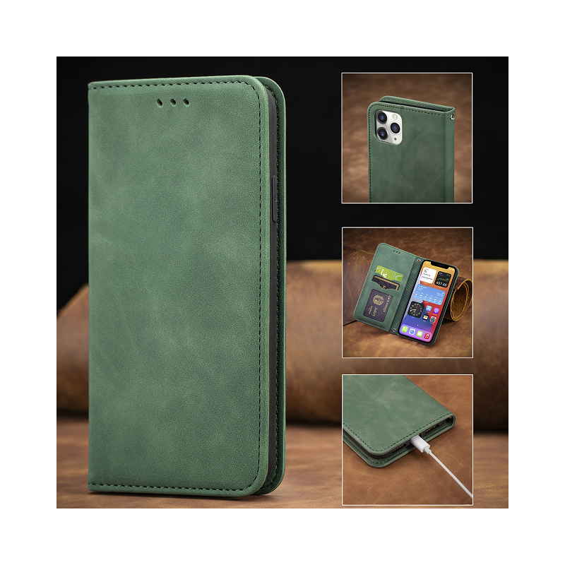 IssAcc kožené Pouzdro knížka pro iPhone 7, 8,SE 2020, SE 2022,tmavě zelené, PN: 8878452888