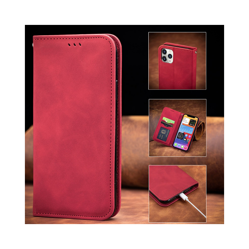 IssAcc kožené Pouzdro knížka pro Apple iPhone 8 Plus  červené, PN: 8878453591