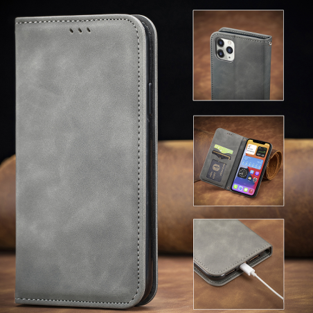 IssAcc leather case book for Apple iPhone X gray, PN: 88784538125