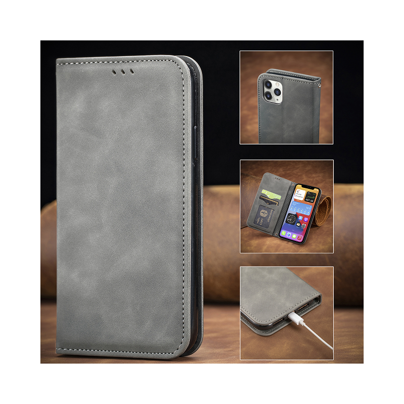 IssAcc leather case book for iPhone 7, 8, SE 2020, SE 2022 gray, PN: 887845065