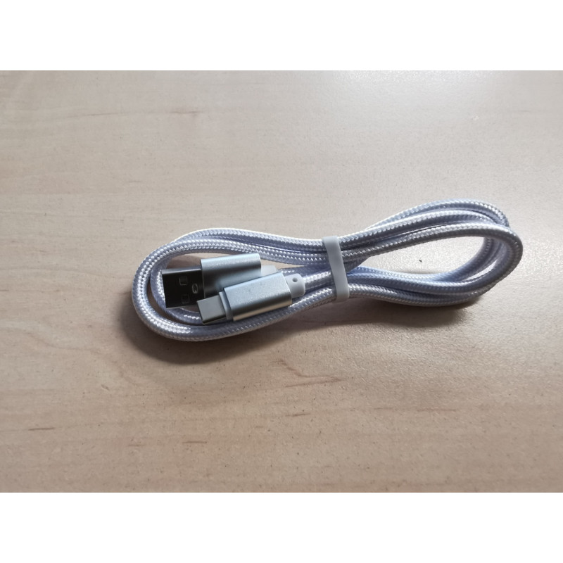Kabel USB-C 1m kvalitní opletený bílý