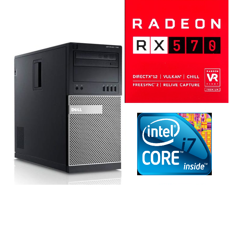 DELL 7010 i7-3770, 8 GB, 256GB SSD + 500GB HDD, ATI RX 570 4GB, Win 10, repas. warranty 12 months