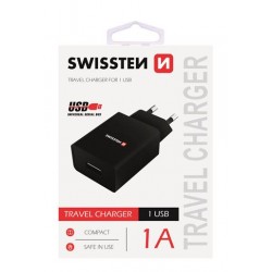 Swissten rechargeable adapter SMART IC 1x USB 1A POWER black