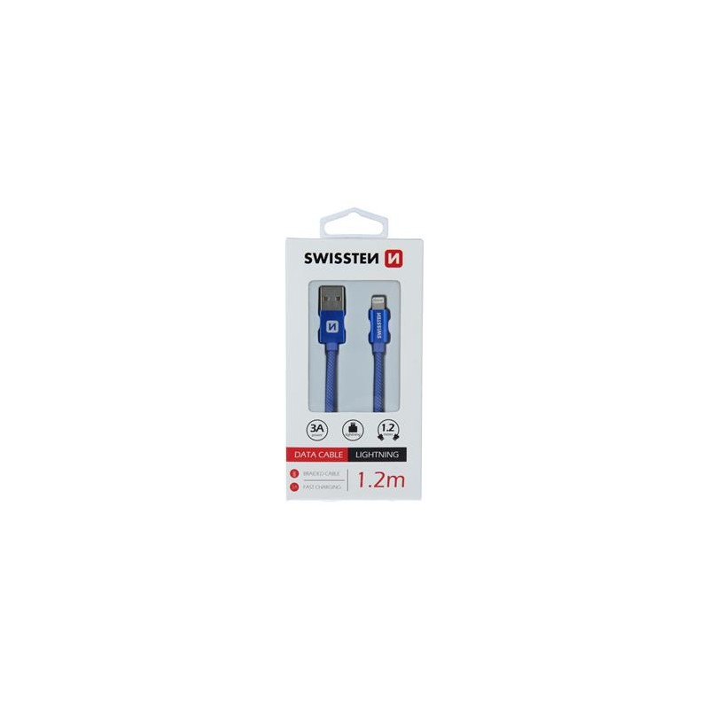 DATOVÝ KABEL SWISSTEN TEXTILE USB / LIGHTNING 1,2 M MODRÝ