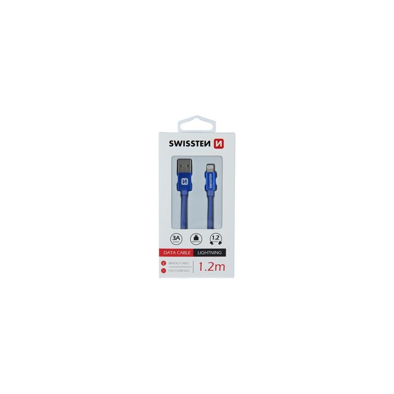 SWISSTEN TEXTILE USB / LIGHTNING 1.2 M BLUE DATA CABLE