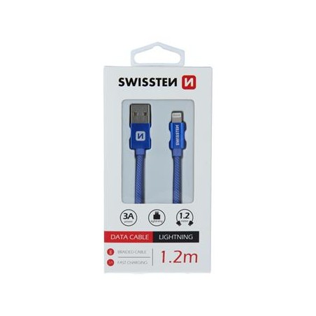 DATOVÝ KABEL SWISSTEN TEXTILE USB / LIGHTNING 1,2 M MODRÝ