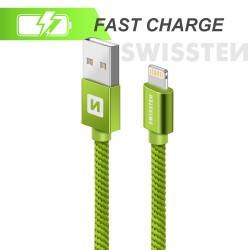 SWISSTEN TEXTILE USB / LIGHTNING 1.2 M GREEN DATA CABLE