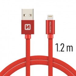 DATOVÝ KABEL SWISSTEN TEXTILE USB / LIGHTNING 1,2 M ČERVENÝ